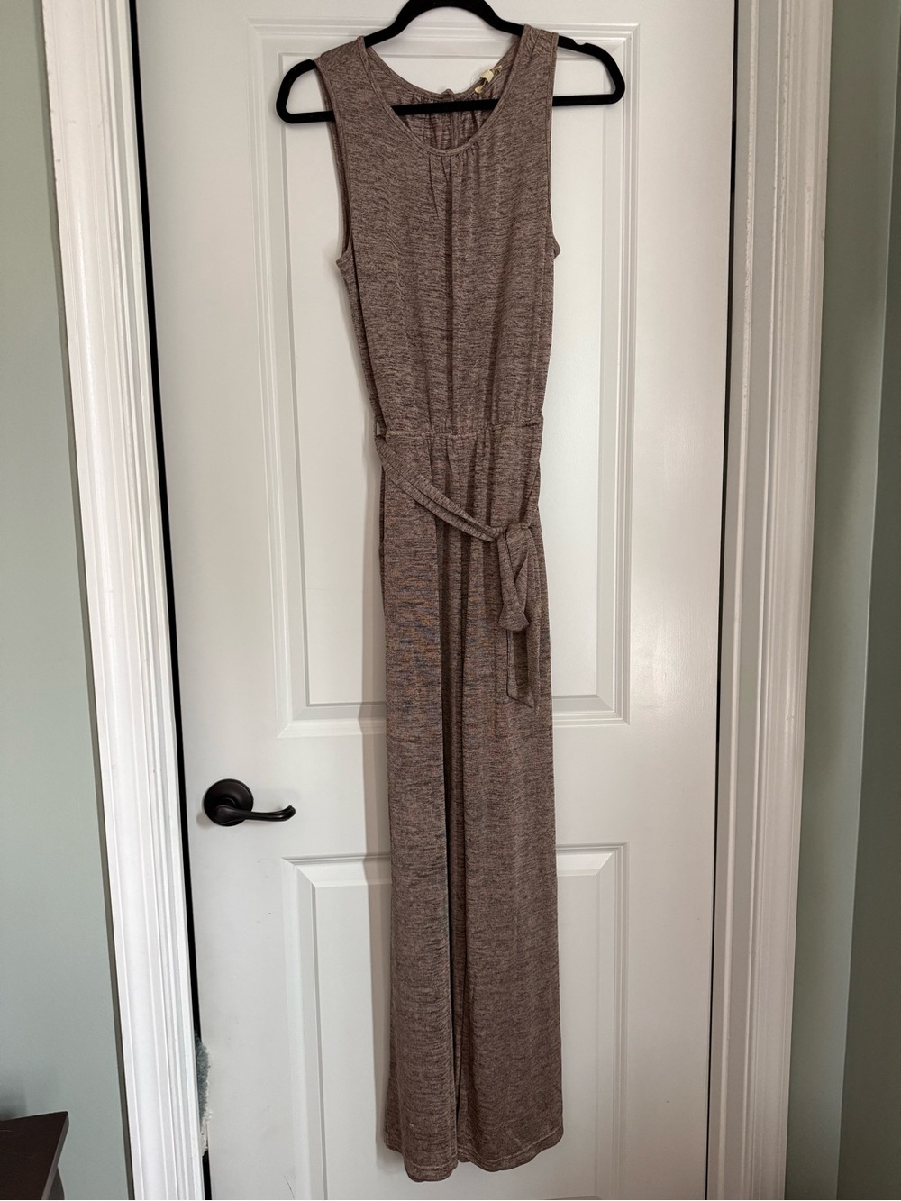 Sleeveless Knit Jumpsuit in Taupe
